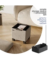 Rectangular Boucle Ottoman Storage Bench – Modern Foot Stool
