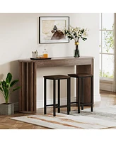 Tribesigns 59" Long Bar Table, Farmhouse Kitchen Counter Height Table with Sturdy Frame, Wooden Bar Height Pub Table for Dining Room, Living Room, Eas