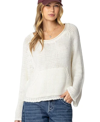 Edikted Womens Kangaroo Pocket Oversized Knit Top