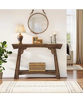 Tribesigns Console Table with Storage, 2-Tier Wood Entryway Table with Shelf, Farmhouse Narrow Sofa Table Behind Couch for Foyer, Hallway, Living Room
