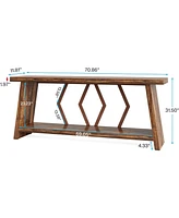 Tribesigns 70.86-Inch Long Sofa Table for Living Room, 2-Tier Narrow Console with Storage, Wood Foyer Entryway Couch Hallway, Entrance