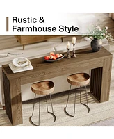 Tribesigns 59-Inch Long Wooden Console Sofa Table Behind The Couch with Vertical Slat Legs for Entrance, Hallway, Entryway, Living Room (Rustic Brown)