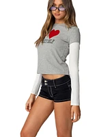 Edikted Womens I Heart Me Layered Long Sleeve T Shirt