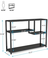 Tribesigns 43-Inch Console Table, Black Entry Way Table Shelves, Couch Table Behind Sofa Small Console Table with Display Stand, Modern Sofa Table Sma