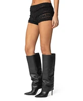 Edikted Womens Maisley Sheer Lace Shorts