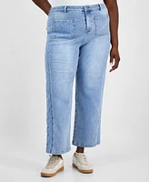 And Now This Trendy Plus High-Rise Wide-Leg Cutwork Jeans, Exclusively at Macy's