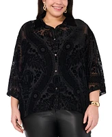 Vince Camuto Plus Drop-Shoulder 3/4-Sleeve Blouse