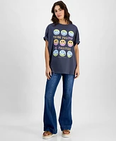 Grayson Threads, The Label Juniors' Smiley World Grid T-Shirt