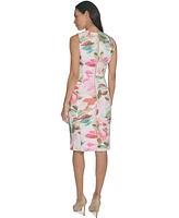 Calvin Klein Women's Printed Sleeveless Scuba Sheath Dress