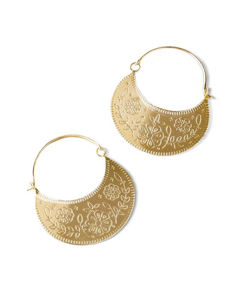 Matr Boomie Gold Tone Haveli Etched Hoop Earrings