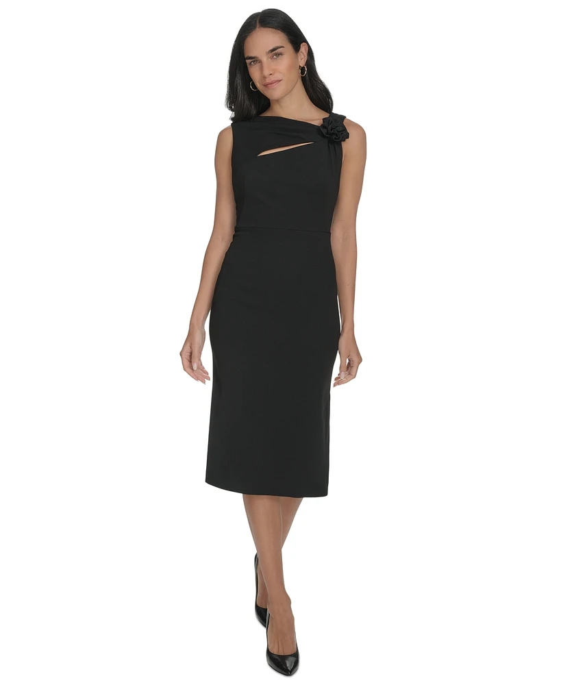 Calvin Klein Women's Asymmetric-Neck Sleeveless Sheath Dress