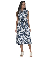 Calvin Klein Women's Printed Cotton Button-Front Dress