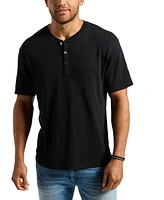 Men's Slub Knit Short Sleeve Relaxed Henley T-Shirt