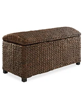 Casafield 36" Storage Trunk with Curved Lid, Safety Hinge - Espresso, Water Hyacinth Wicker Storage Chest Basket for Bedroom, Entry Way, Living Room