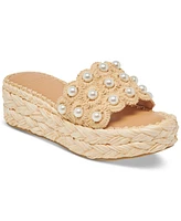 Dolce Vita Women's Caper Pearl Raffia Woven Footbed Sandals