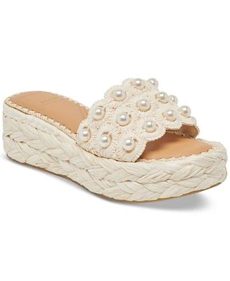 Dolce Vita Women's Caper Pearl Raffia Woven Footbed Sandals