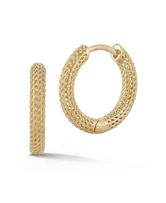 Rachel Zoe Fine Jewelry 14K Gold Bold Mesh Huggie Hoops