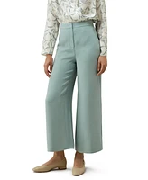Women's Silk Wide Leg Tailored Pant with Mid Rise