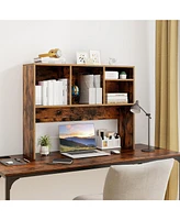 Computer Desktop Bookcase with 4 Cubbies and Open Back Compartment