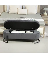 Upholstered Storage Ottoman Bench, Entryway End-of-Bed Bench for Bedroom & Living Room-The Pop Home