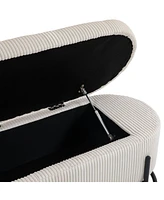Upholstered Storage Ottoman Bench, Entryway End-of-Bed Bench for Bedroom & Living Room-The Pop Home