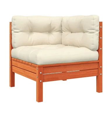 Patio Sofa Corner with Cushions Wax Brown Solid Wood Pine