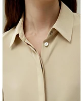 Graceful Button Up Silk Blouse for Women