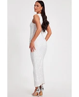 Quiz Women's Textured Sequin Knot Shoulder Maxi Dress