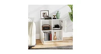 4-Cube Bookcase 3-Tier Bookshelf with Dual Anti-Tipping Kits and 2 Cabinets