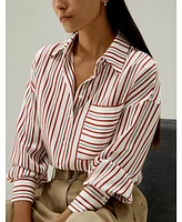 Oversized Striped Silk-Twill Shirt for Women