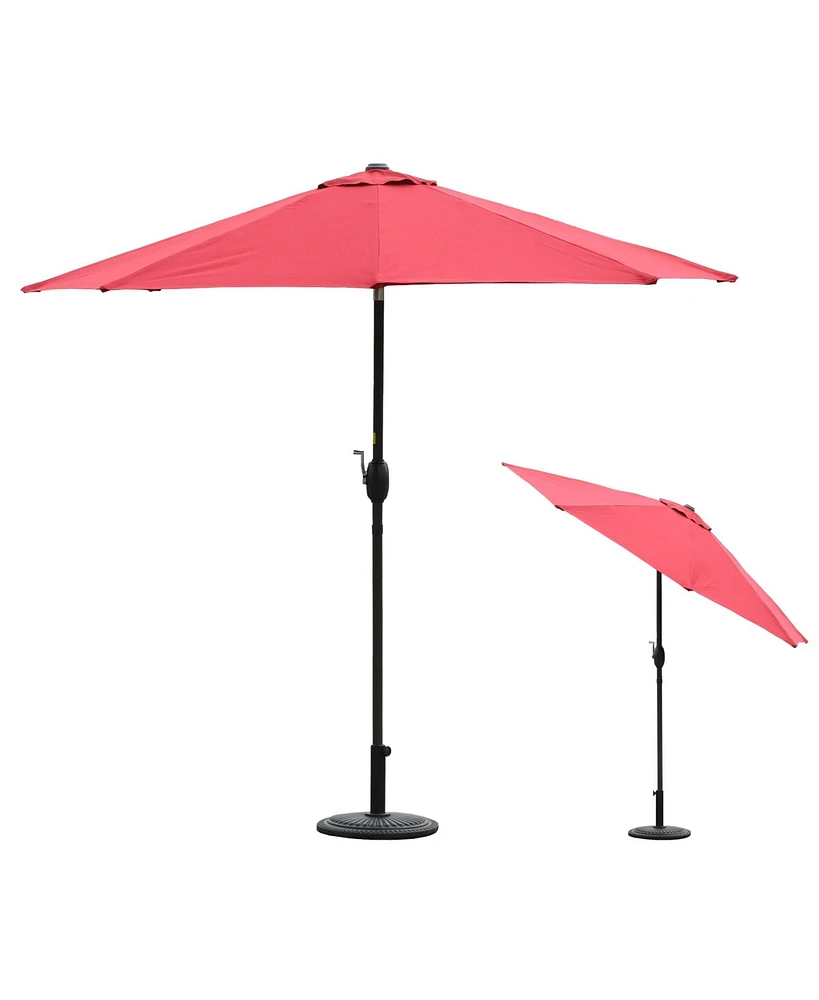 9ft Patio Umbrella Outdoor Umbrella Patio Market Umbrella with Push Button Tilt and Crank(Red)