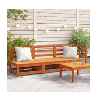 Patio Sofa 3-Seater Wax Brown Solid Wood Pine