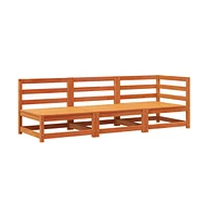Patio Sofa 3-Seater Wax Brown Solid Wood Pine