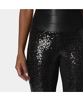 Bebe Women's Satin Elastic Waistband Sequin Legging