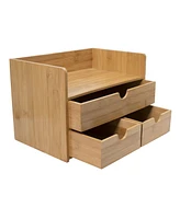 Sorbus 3-Tier Bamboo Desk Organizer Countertop Organization and Storage with 3 Drawers declutter Office, Makeup Vanity and more