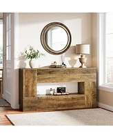 Tribesigns 63-Inch Farmhouse Console Table for Entryway, Living Room, Hallway, or Behind The Couch, Natural Brown Modern Long Entrance Foyer Accent Fu