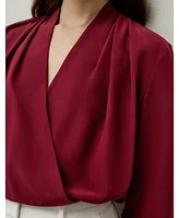 Women's Silk Crepe de Chine Long Sleeve Blouse