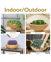 Weather-Resistant Polyresin Double-Walled Percival Outdoor Flower Pot Planter - 20.75"