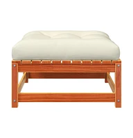 Patio Footstool with Cushion Wax Brown Solid Wood Pine