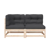 Patio Sofa with Cushions 2-Seater Solid Wood Pine