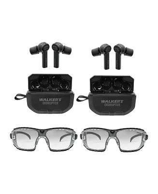 Walker's Disruptor Noise Canceling Bluetooth Earbuds with Ballistic Protection Glasses 2 Pack