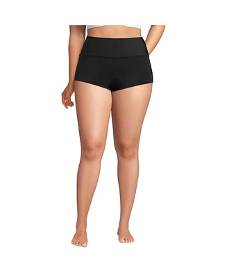 Lands' End Women's Plus Tugless High Waisted Swim Boy Shorts