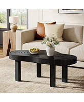 Tribesigns 45.28" Black Cloud Coffee Table, Cute Cream Living Room Center Furniture with Thick Tabletop & Solid Legs, Modern Minimalist Irregular Home