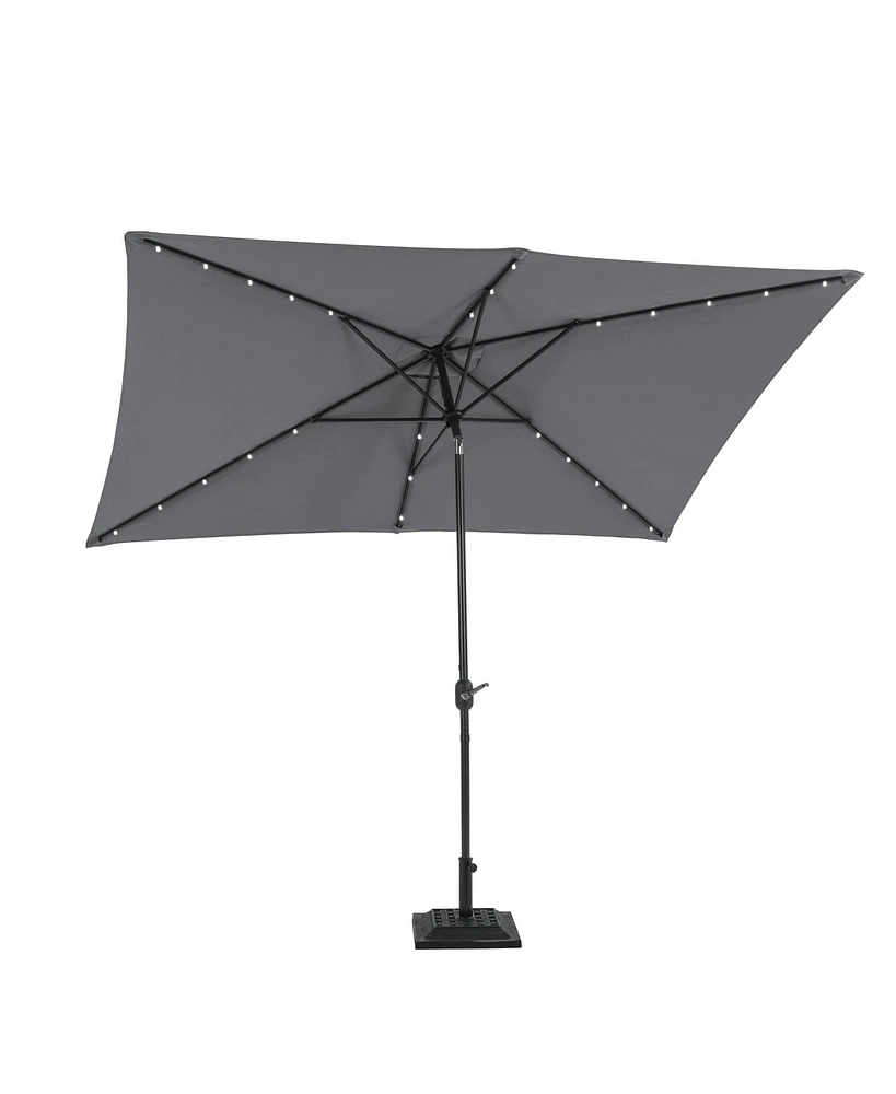 10 ft. x 6.5 Rectangular Lighted Market Umbrella with Waterproof and Uv Resistant Red