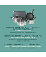 Gibson Home 74 Piece Kitchen Combo Set: Cookware, Dinnerware, Cutlery, Flatware, Tools & Gadgets, storage and Glassware