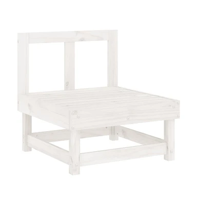 Patio Middle Sofa White Solid Wood Pine