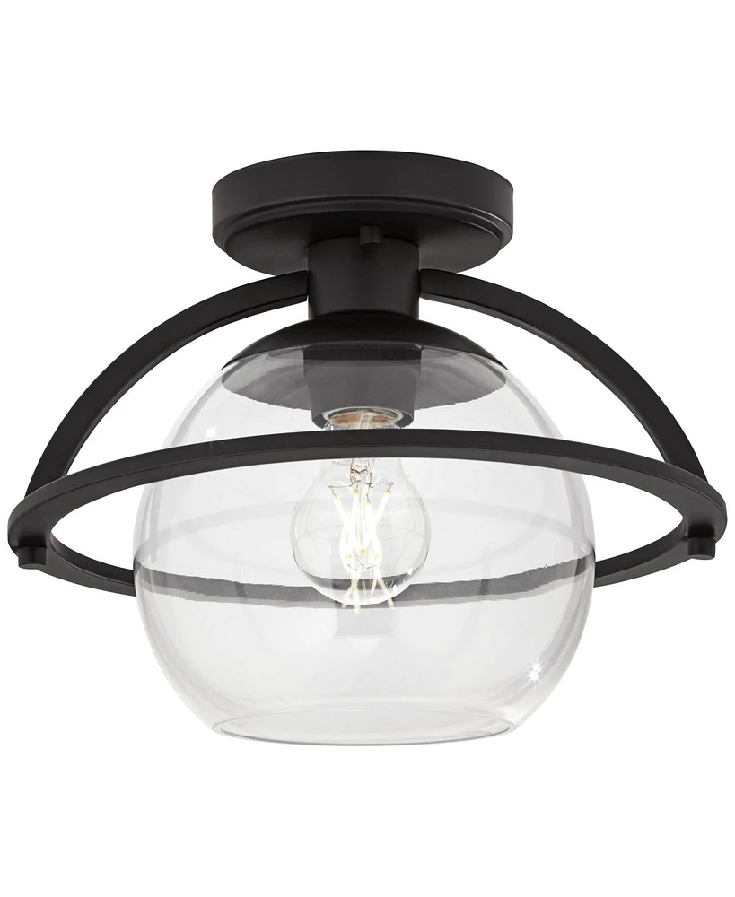 Possini Euro Oblys 12"W Black Ceiling Light with Clear Glass - Possini Euro Design