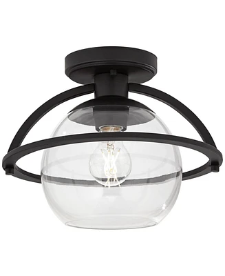 Possini Euro Oblys 12"W Black Ceiling Light with Clear Glass - Possini Euro Design