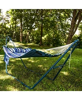 Quilted Fabric Double Outdoor Hammock - 2-Person with Metal Curved Spreader Bars Catalina Beach