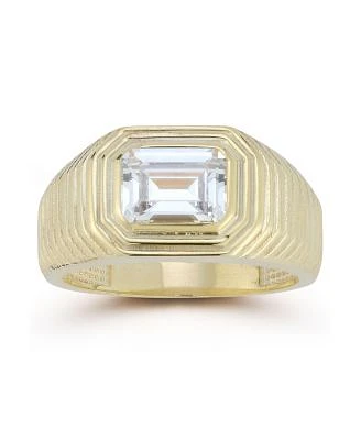 Rachel Zoe 14K Gold Plated Sterling Silver Ribbed Signet Ring